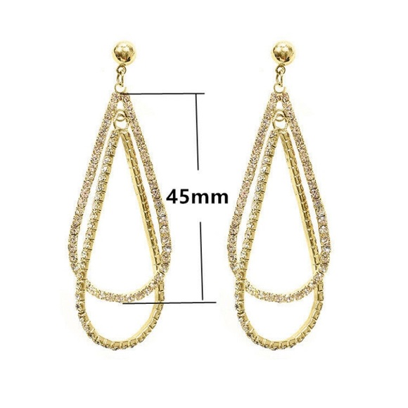 NWT 18k GOLD PLATED Diamond Luxury Earrings - Picture 3 of 7